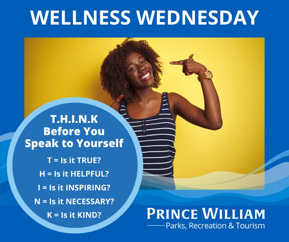 PWCParks's tweet photo. May is Mental Health Awareness Month! 💚
T.H.I.N.K Before You Speak to Yourself.
#wellnesswednesday #mentalwellness #PWCparks #PWCstrong https://t.co/90vwixiwak
