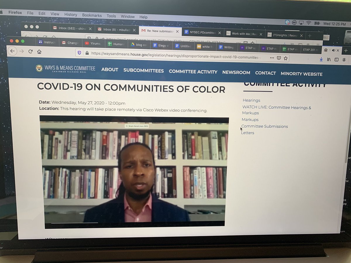 china93doll's tweet photo. This is #TeachingWriteNow ... @DrIbram testifying to Congress on the disproportionate impact of #Covid_19 on communities of color. https://t.co/9vevKrJk9G