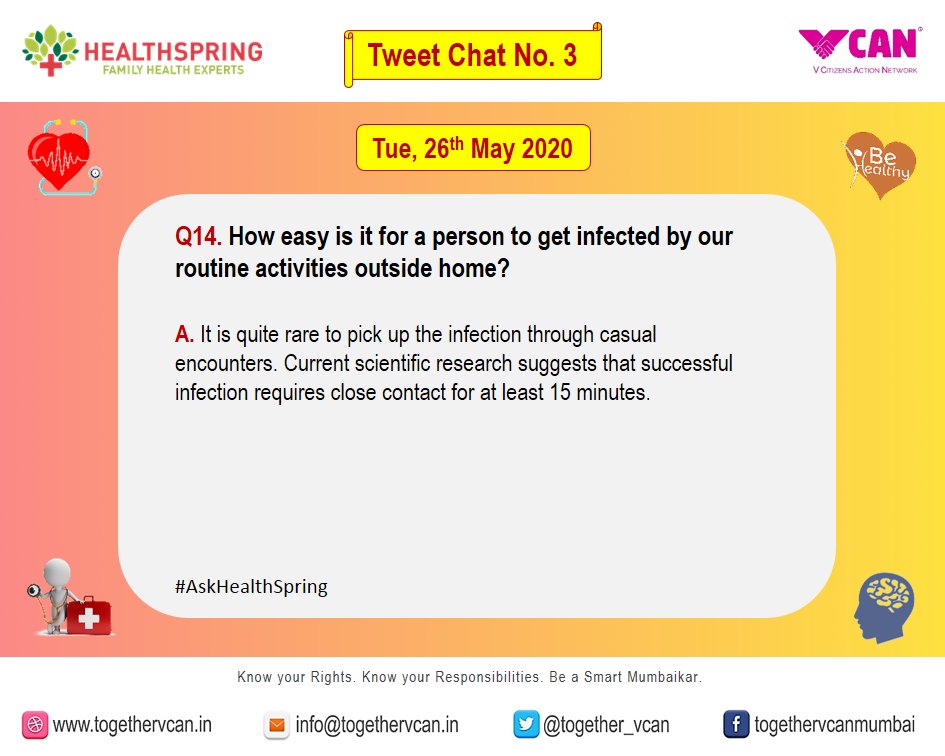 Together_VCAN's tweet photo. An excerpt from the #AskHealthspring Tweet Chat No. 3 that was held on 26th May 2020 with Dr. Kushilab Bose, Chief Medical Officer of @TheHealthspring
Please RT and/or Download this.
Thanks.
#vcan4mumbai @indranimalkani
@sandeepohri @MNCDFbombay https://t.co/9KnAePkt84