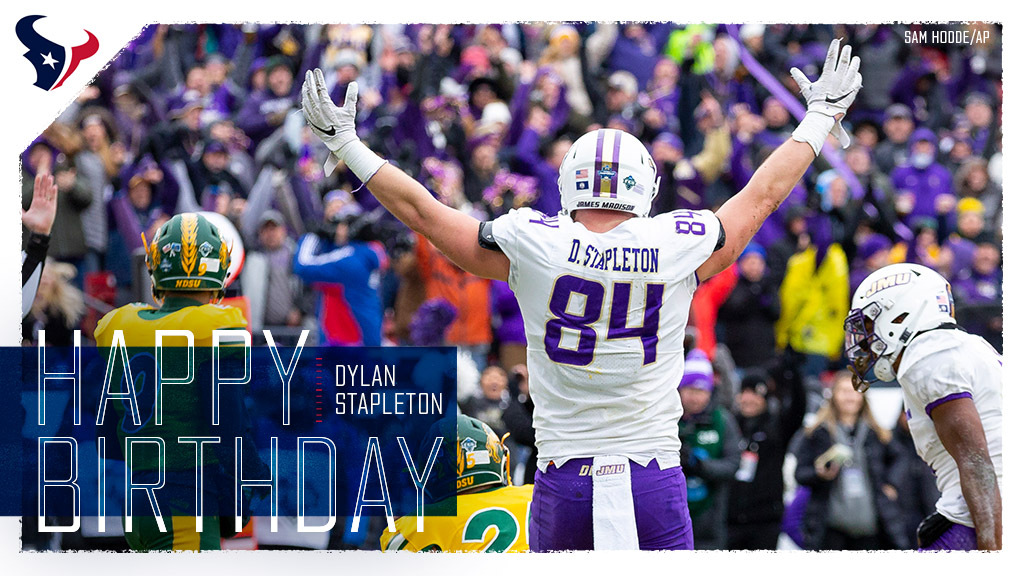 HoustonTexans's tweet image. Happy birthday, @DylanStapleton4! 🎉🎈