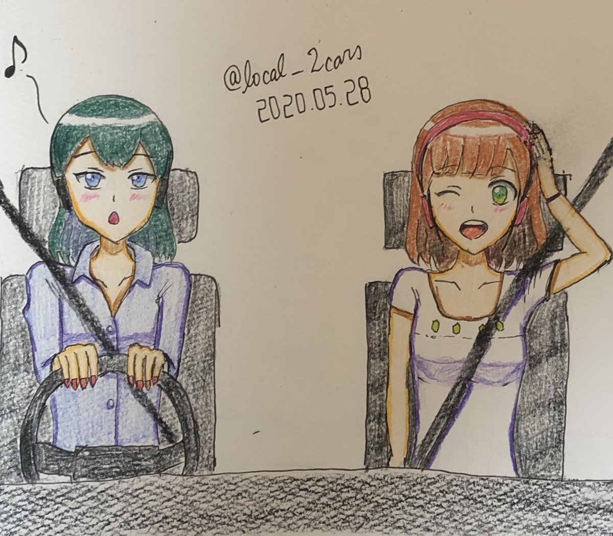 D 21 駅メモ 駅メモファンアート 青砥そら 本宿ひまり そら 二人を夕闇が ひまり 気持ちいいわね そら お昼に車が故障して Jafなかなか来ないわね 元ネタ 笑点 第2316回 3問目