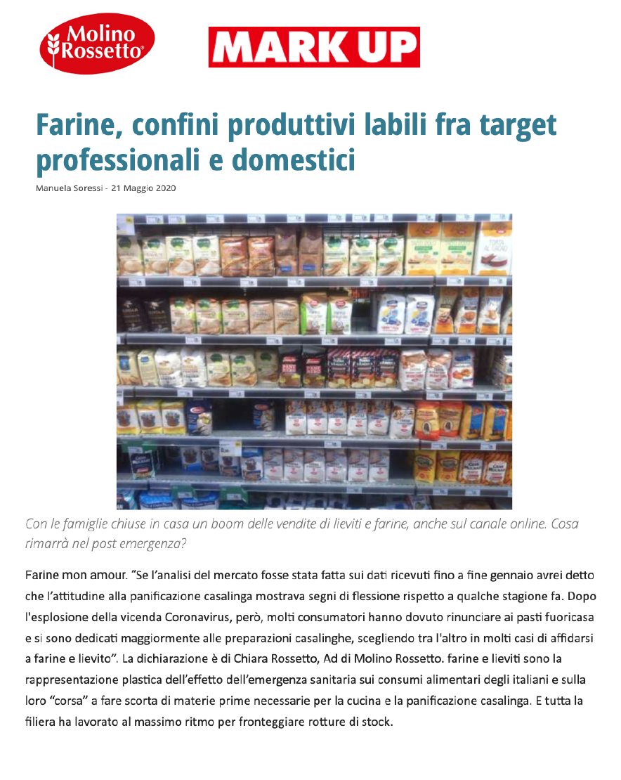 Farine e lieviti sono stati tra i prodotti più richiesti durante questa emergenza sanitaria. La nostra sfida è nel cercare di anticipare quello che addrà nel post emergenza.

Articolo qui mark-up.it/farine-2020-co…