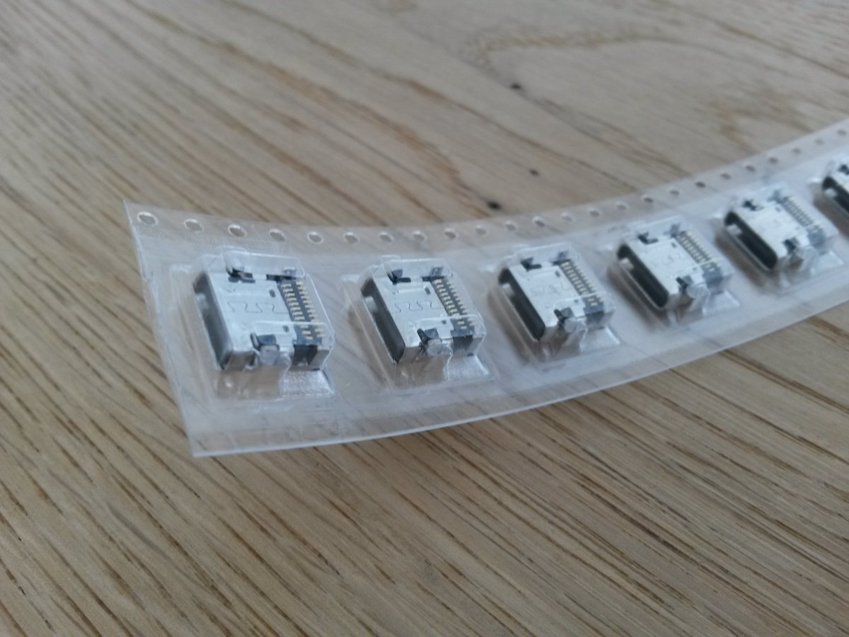 May 2: The samples of USB-C sockets, flash chips, vibration motors and LEDs arrive from  @AllnetChina. In the meantime the samples of the (yet unreleased) MAX32666 BLE SoC arrived from  @maximintegrated. It's Thursday and we are ready for prototype assembly on Monday.  @card10badge