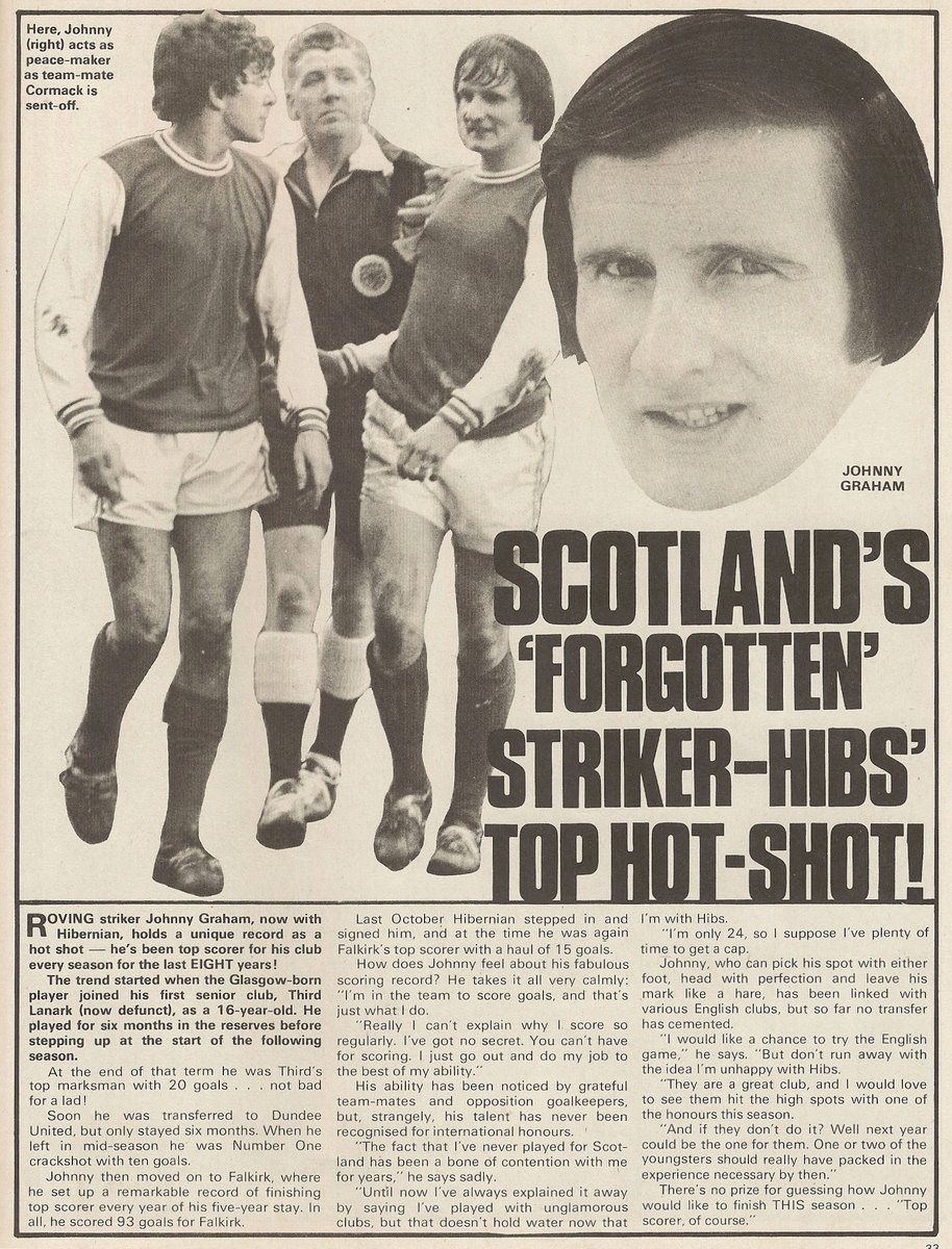 ScotsFootyCards's tweet photo. Scotland's 'forgotten' striker - #Hibs' top hot-shot! #JohnnyGraham #Shoot! 1970-02-28 https://t.co/TkG7IHMsQD