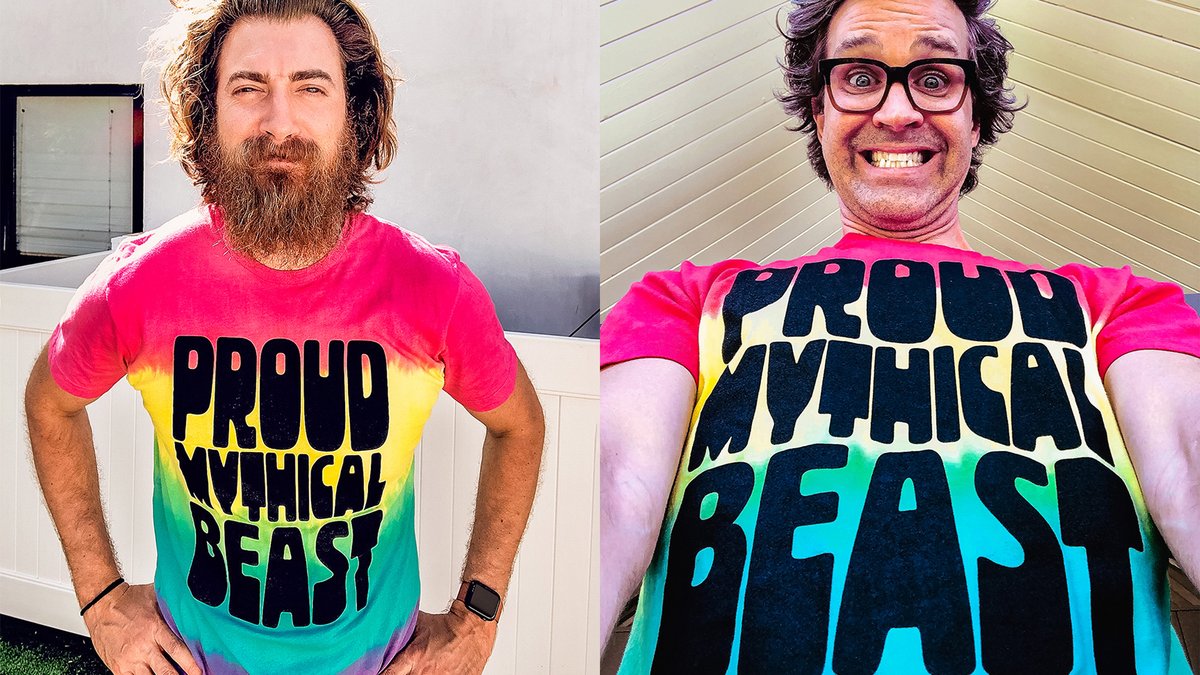 WOW! Y'all sold out this year's Pride tee before we could even post about it... so we're opening up a second batch for PRE-ORDERS and releasing a NEW SECOND DESIGN  @mythicalstore! Both available until 11:59pm PT on 5/31, w/ a portion of all proceeds going to the  @LALGBTCenter