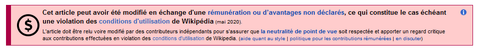 Des bandeaux comme celui-ci apparaissent en ce moment sur les articles concernés. En effet, ceux-ci doivent encore être relus afin de vérifier que les modifications apportées ne mettent pas en péril la neutralité des pages, qui est un des objectifs de Wikipédia.