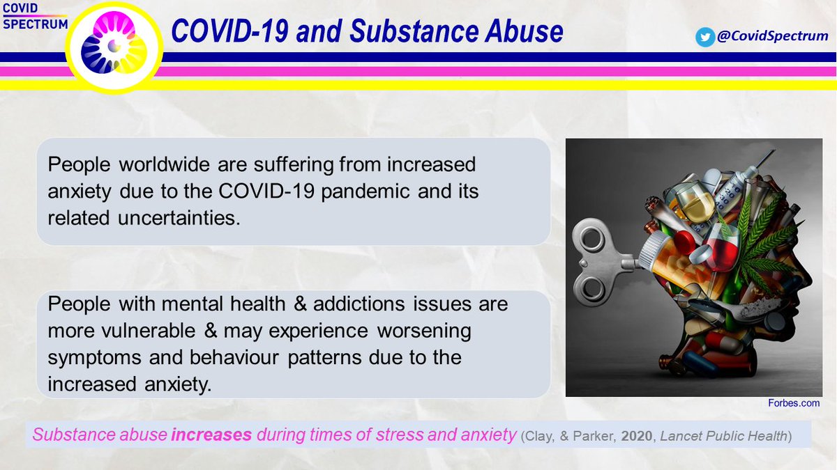 Substance Abuse Tweet  #Thread (1/6)Increased anxiety due to the Covid-19 pandemic can lead to substance abuse.Ref:  http://tiny.cc/t4itpz  #MentalHealthAwareness    #SciComm  #addiction