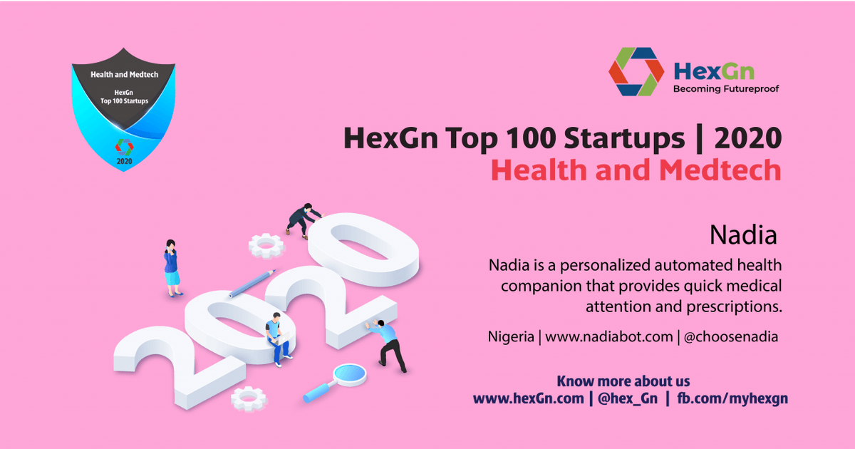 Hex_Gn's tweet photo. Congratulation to @choosenadia from Nigeria for making it to TOP 100 MedTech Startups List for 2020 by HexGn.  #TopStartups2020  #enterpreneurship  #startupidea #medicaltechnology #medtech #health #healthcare #healthtech #medtechstartup #HexGn https://t.co/lLzFuXPWHL