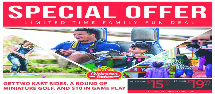 Two Kart Ride, a Round of Miniature Golf, and $10 in Gameplay... come on and lets have some FUN!