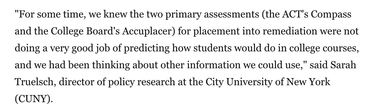 There are more layers to this ACCUPLACER (such an interesting name) conversation | How colleges are changing remedial education  https://www.educationdive.com/news/how-colleges-are-reshaping-remedial-education/557120/ via  @EdDiveK12