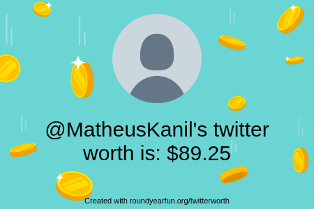 MatheusKanil's tweet photo. My Twitter worth is: $89.25

Find yours with https://t.co/0uosEzwy0U

⠀ https://t.co/cdH14rbTUG