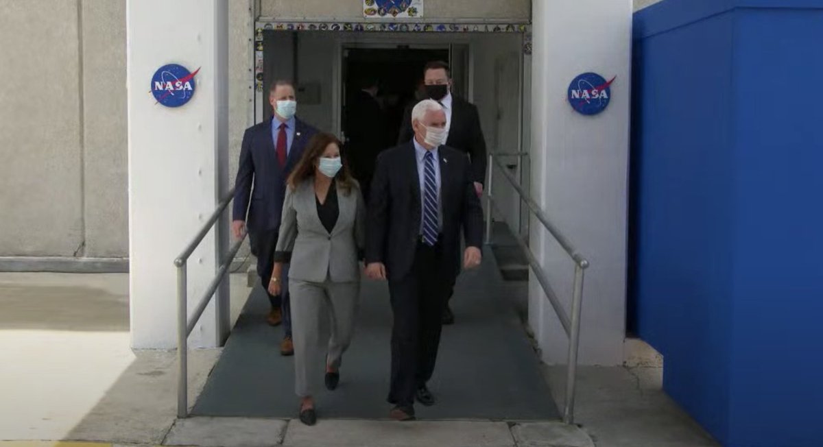 VP Mike Pence has joined Elon Musk and NASA administrator Bridenstine. Kelly Clarkson is now singing the national anthem as the astronauts head to the tower.