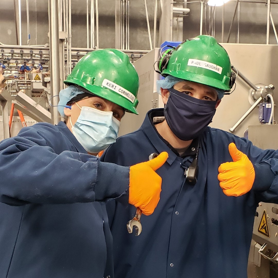 Keri Cornelius -Level 1 Mechanic, and Paul Gaughan -Level III Mechanic, said “We love our maintenance team, and enjoy facing the challenges presented to us each day!”   #LincolnPremiumPoultry #LPP #EssentialEmpolyees #MeatCanBeHeroes