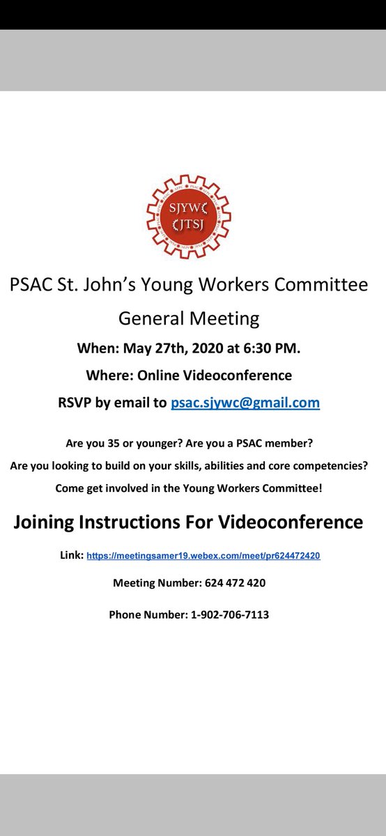 PSAC_SJYWC's tweet photo. Don't forget our #generalmeeting tonight at 630pm #youngworkers @PSACAtlantic @psac_afpc https://t.co/raxFeRv4UL