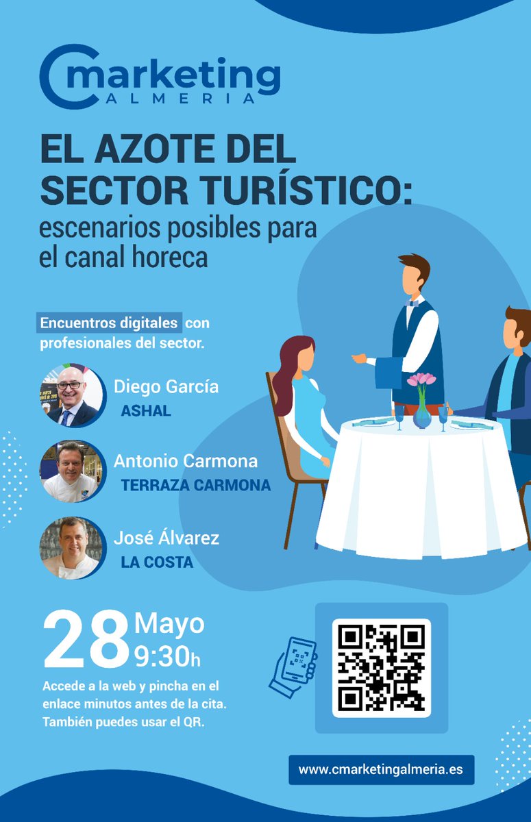El Club de Marketing de Almería mañana analiza 'el azote del sector turístico' con Diego García, presidente de <a href="/ASHALAlmeria/">ASHAL</a> y los chefs almerienses Antonio Carmona y <a href="/JoseAlvarez_And/">Jose Alvarez</a>