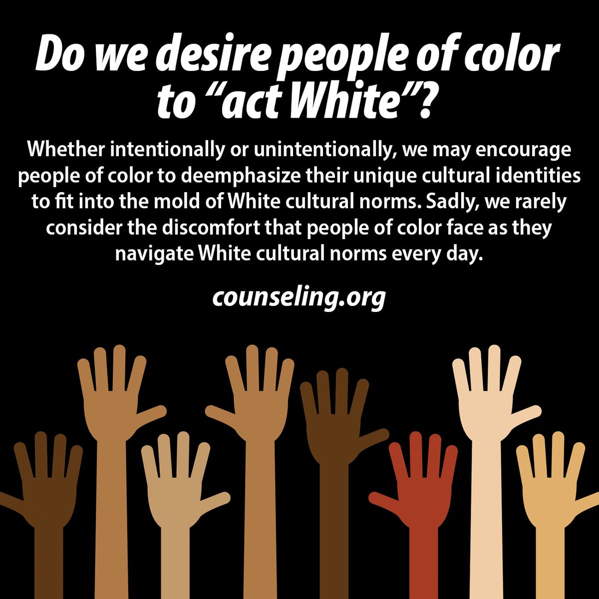 ACACounselors's tweet photo. #CounselorsHelp: As more White individuals become aware of their privilege and the racial injustice that exists in our country, greater degrees of systemic change are possible. Counselors are uniquely equipped to facilitate these discussions. https://t.co/69kjE69sFJ https://t.co/WUrMT2YT1O