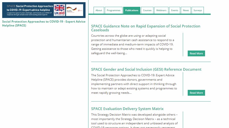 Very excited to be externally sharing some of the (living) resources we have been developing/using within the  @DFID_Inclusive  @giz_gmbh GIZ SPACE team (Yes..  #SocialProtection Approaches to  #COVID19!) - building on the shoulders of many giants and stellar team... In order: (1/N)