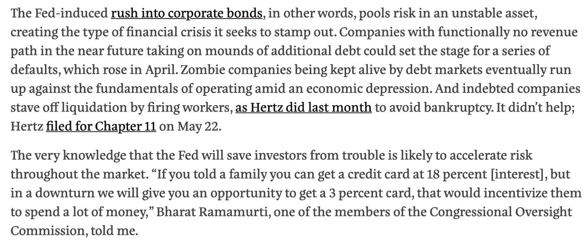 Left-wing attacks on the Fed’s lender-of-last-resort function end up being pretty similar to right-wing attacks on it: complaints about moral hazard, zombie companies, etc.
