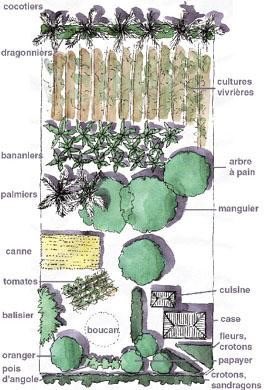 1 - Le Jardin Créole. Sous-espace au sein des camps marrons. Définit habituellement comme une pratique, il correspond à un espace mémoriel des luttes anti-esclavagiste, où s’exprime un rapport particulier à la terre qui d’ailleurs s’oppose au système de plantation.