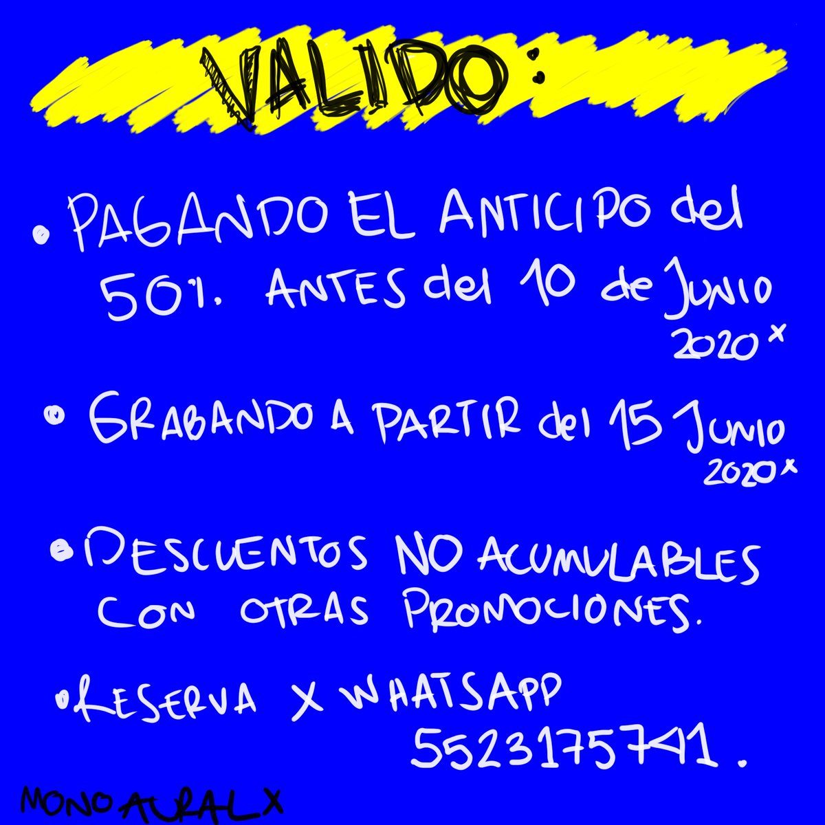 monoaural_mx's tweet photo. Aquí les van nuestras nuevas promos :
Más información, cotizaciones y reservas por Whatsapp al 5523175741 https://t.co/YmP3gTOXPl