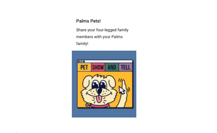 Palms_Pesd's tweet photo. Pet Day at Palms! Show your pets! #palmscoyotepride #learninghasnotstopped @PerrisESD @PESD_StaffDev https://t.co/onFrtUSCdZ