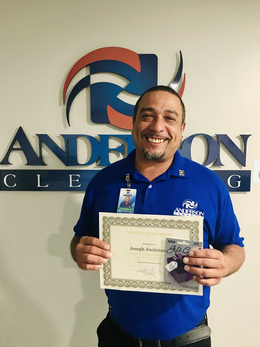 AndersonClean's tweet image. Congratulations, Joseph! We appreciate the effort and the time you have put into your job. We have noticed that since the time you have joined our GREAT TEAM as a Cleaning Specialist, you have displayed great enthusiasm to learn and grow professionally. Thank you so much!