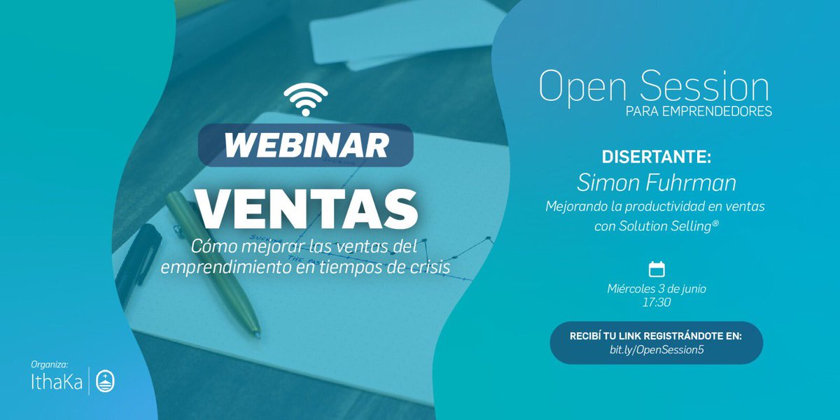 CentroIthaKa's tweet photo. Solo una semanita para la próxima #OpenSession donde @simon_fuhrman nos contará sus secretos para mejorar las ventas de tu emprendimiento, especialmente en estos tiempos. 📈💸
👉Asegura tu lugar en https://t.co/SIoW4hT5nr https://t.co/Pa1clfDV6J