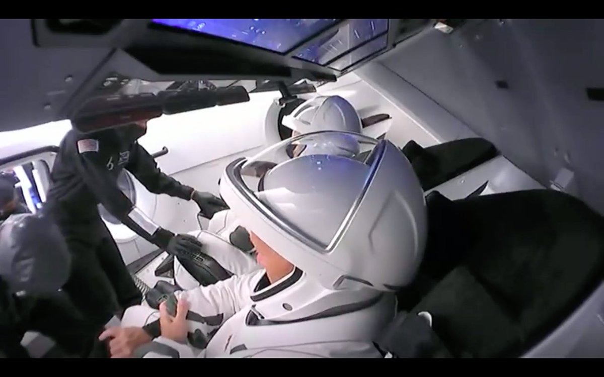The crew are getting strapped into their seats for launch! #SpaceX  #DM2  #LaunchAmerica