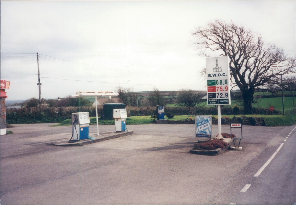 Day 157 of  #petrolstationsBWOC / ex-Gulf, Little Torrington, Devon 1999  https://www.flickr.com/photos/danlockton/16069077868/  https://www.flickr.com/photos/danlockton/16071097689/A windy hilltop above the River Torridge. Gulf Oil GB was sold to Shell in 1998 and here BWOC—Bob Wayne's Oil Co of Weston-super-Mare—had become the supplier