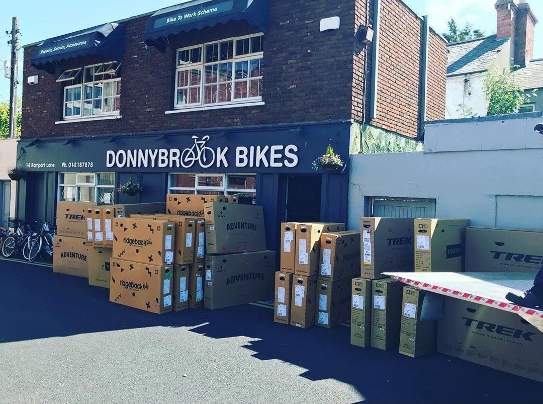 NWGreenway's tweet photo. What a fantastic sight, shared earlier by @dublincycling. Seemingly, every one of those bikes has a buyer. There is no recession in the bike trade. Let's hope this interests others to consider bike retail as a viable business option. @HighlandNews @BBCRadioFoyle @Derry_Chamber https://t.co/dNPyMgykmr