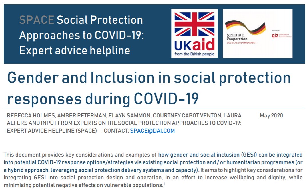 Third, a great - simple and practical - document that cuts across this all and looks at  #Gender and Social Inclusion aspects and how these can be explicitly addressed from Day 1..