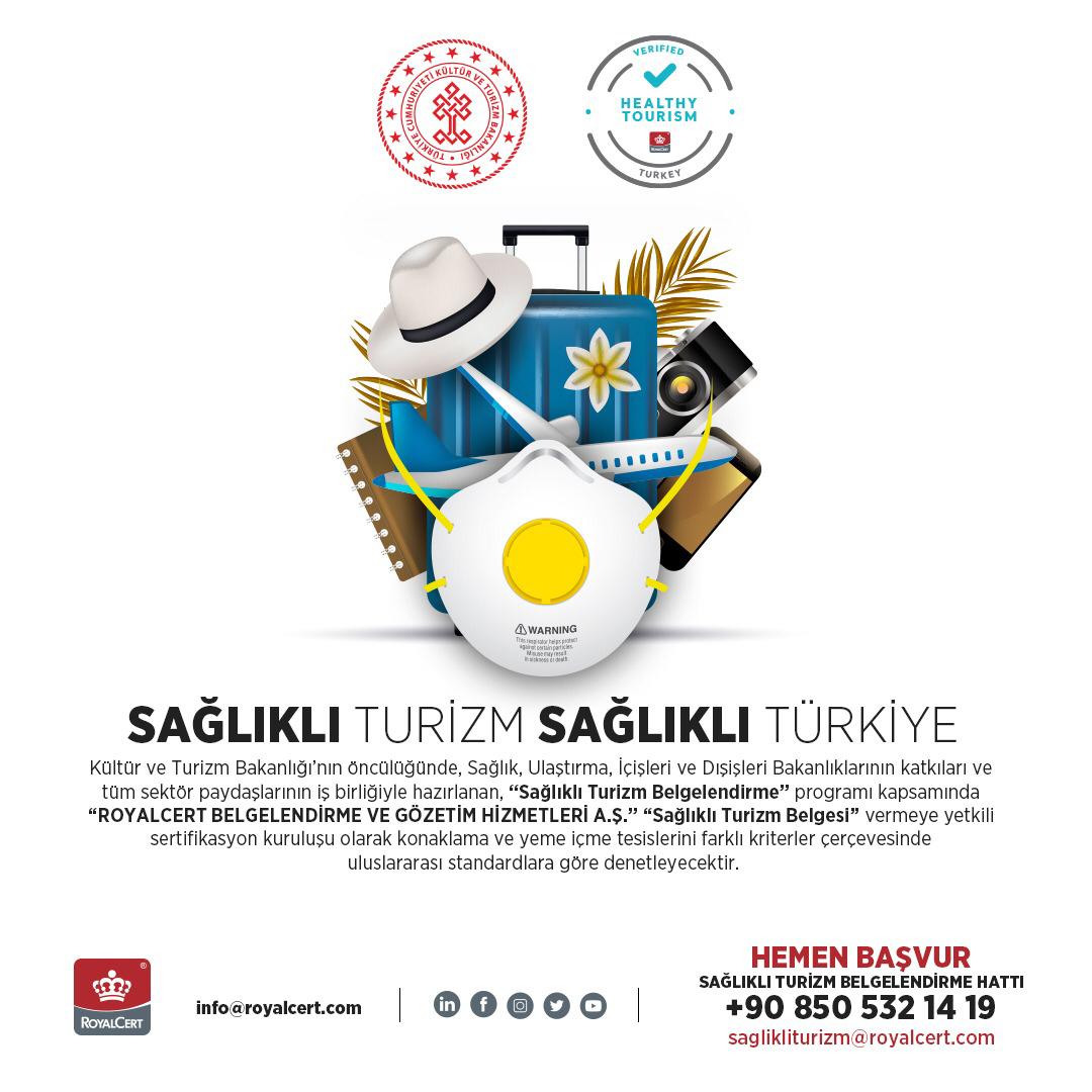 RoyalCertTR's tweet photo. COVID-19'a karşı Sağlıklı Turizm Belgesi alan konaklama ve yeme-içme tesisleri, Kültür ve Turizm Bakanlığı web sitesinde duyurulacaktır. 

*Sağlıklı Turizm Belgenizi mutlaka alınız. 

SağlıklıTurizm SağlıklıTurkiye https://t.co/F26xSptF1I