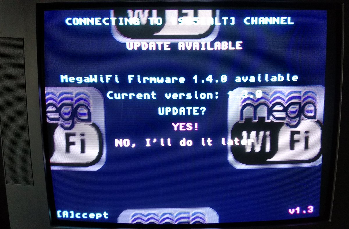 DavidBonus's tweet photo. De eso que conectas la Mega para echar una partida rápida y toma... actualización. Ni que fuera una PS4 😅 ¡Grande @doragasu! #megawifi https://t.co/K9XZyT2IhG
