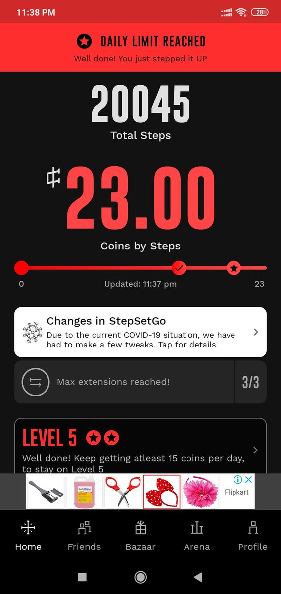 jdeepakjha's tweet photo. @StepSetGo Getting error in total coin added for the day. The home page shows 23 coins but of you check the count it shows less steps and only 20 coins. Please fix the issue. Username: Walk_DJ https://t.co/9f0DmNIAGK