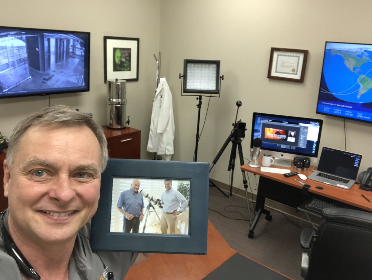 galileoscope's tweet photo. @weatherbryan @SpaceX @NASA Super excited to watch this launch. I’m holding a photo of myself with Buzz Aldrin, whom I am sure is watching this launch!
#LaunchAmerica https://t.co/ZVyFzRSaVn
