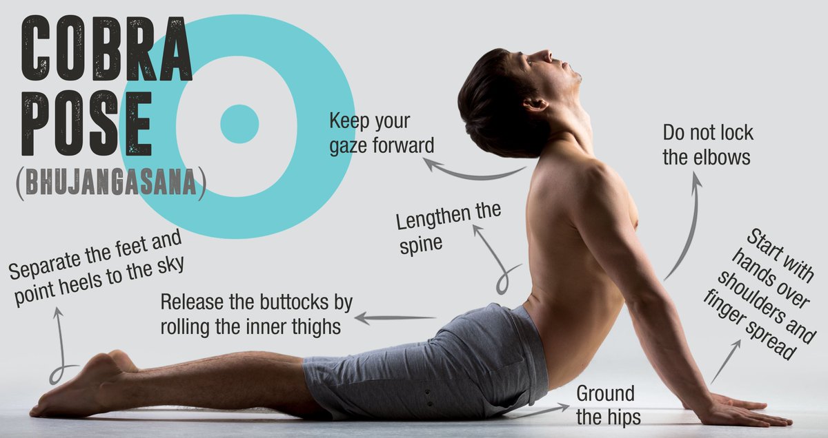  #Cobra Pose aka BhujangasanaThis pose is more like that of a snake where the stomach is on the ground. It is good pose to strengthen the spine.