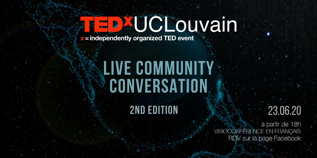 Vous souvenez-vous de la courte programmation que nous vous avions préparée le mois passé ?  Ce rendez-vous virtuel revient le 23 juin prochain pour une seconde édition ! 🗣 

Plus d’infos sur : cutt.ly/9yDW523 

#TEDxUCLouvain #LiveCommunityConversation