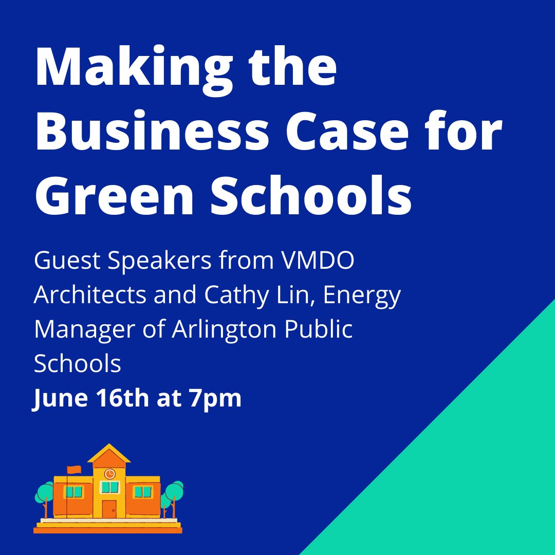 We are super excited to announce our upcoming webinar, Making the Business Case for Green Schools, on Tuesday June 16th at 7pm! Our special guests will tell us about Virginia’s first zero energy school and why green schools make economic sense. The link to register is in our bio!