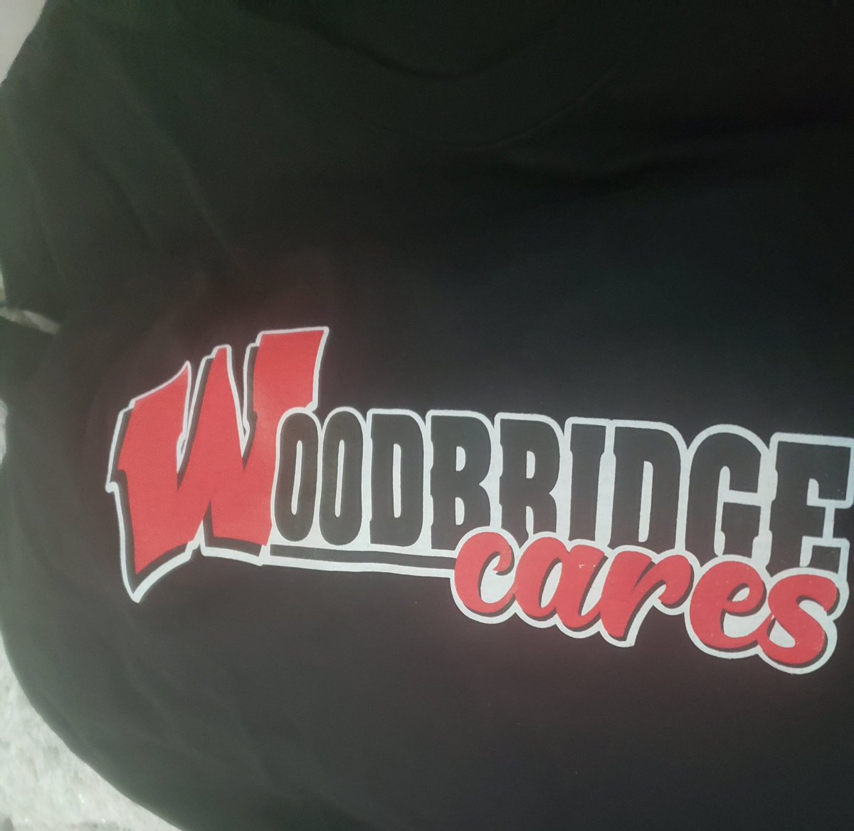 Opened up the door in my Colonia shirt as this confused Barron dropped off my Woodbridge Cares tee. What she didnt know is that I love Woodbridge as a community, miss my Twilight students and crew, &amp; once a Barron, always a Barron. Happy to support any cause created by our kids.