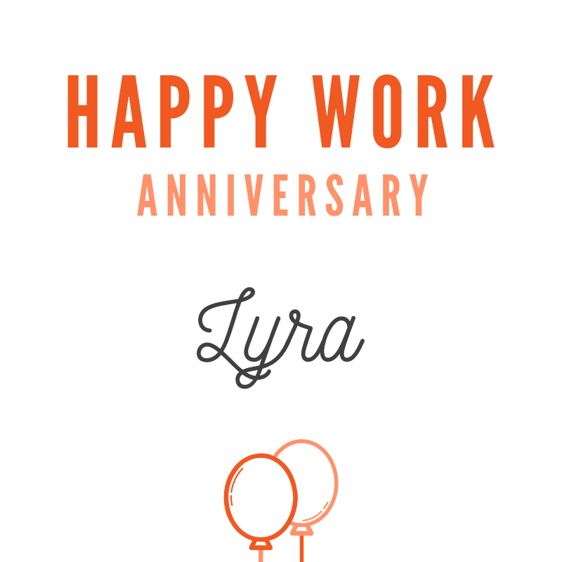 HTAAdvisory's tweet photo. Happy work anniversary Lyra! 🧡

#workanniversary  #hta #teamhta #teamculture https://t.co/v6KZswVdfa
