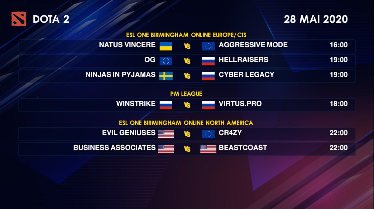 IMP_DOTA2's tweet photo. Programme Dota 2 du 28 mai 2020👇 https://t.co/r7SFPNB47p