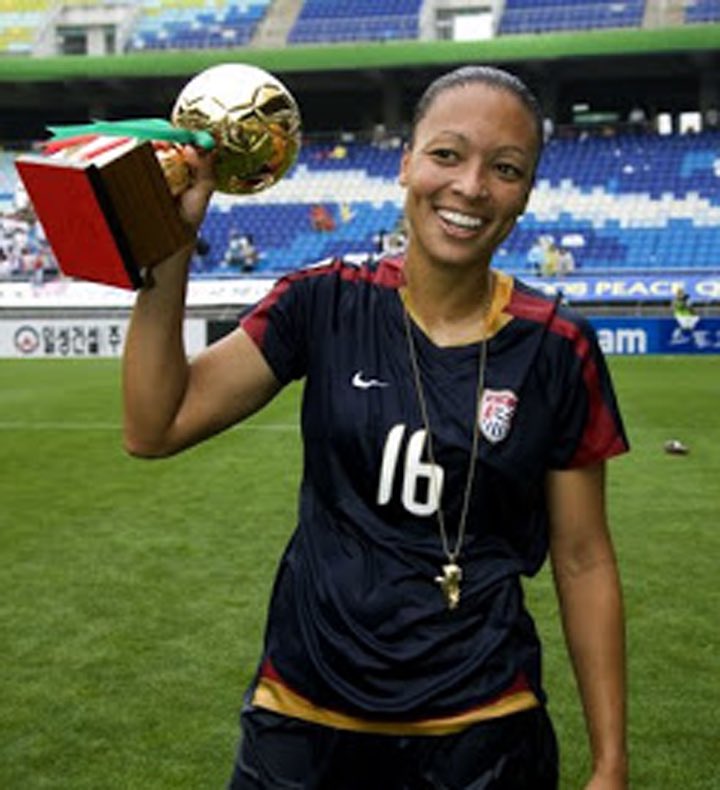 angela hucles: earned 109 caps with the uswnt and won 2 olympic gold medals, with the second most goals scored in the 2008 olympic games