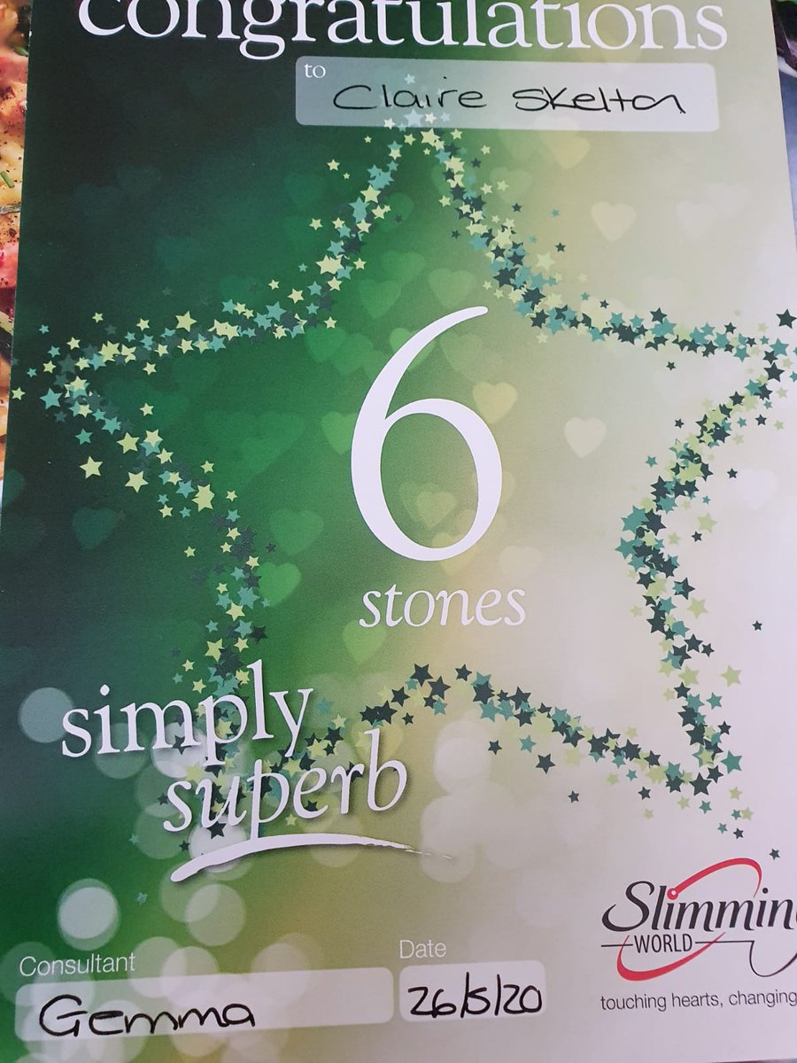 skelly2308's tweet image. #MySWVirtualGroup @SlimmingWorld 
While on lockdown and attending the classes virtually. I have gained my 6 stone award. Thanks to all my slimming world friends for your support