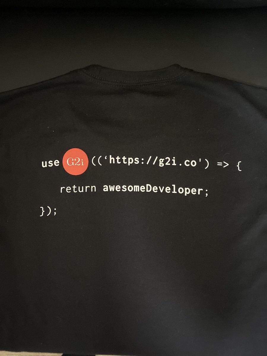 palcisto's tweet image. Proud #nerd moment! @g2i_co sent me this rad shirt. Love working with these people! For all you #ReactDevelopers out there looking for opportunities to work remote contracts, head on over to g2i.co. #reactjs #developer #webdev