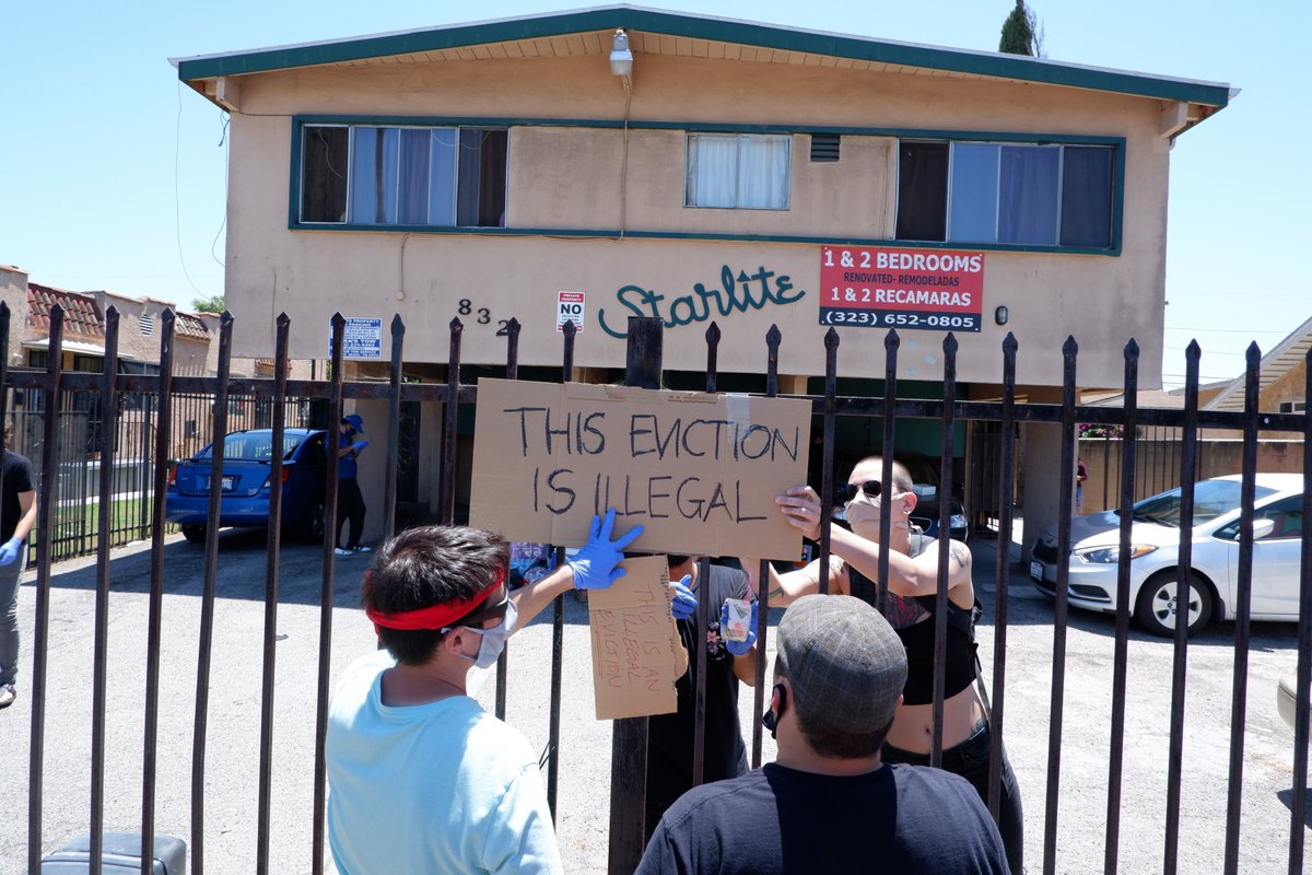 Although evictions are illegal until 90 days after the state-wide emergency is lifted; landlords continue to see economic opportunity in what tenants experience as muiltiple crises.Illegal lockouts are rampant, and we're building a city-wide support network to fight back.1/11
