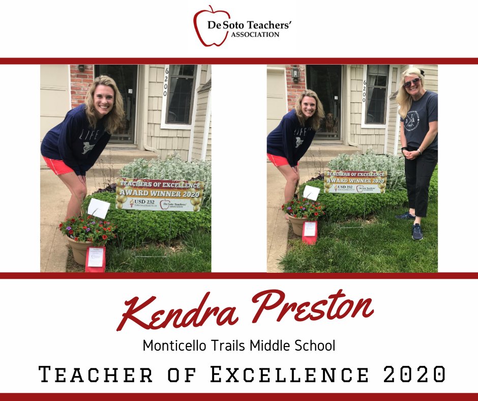 Unified School District No. 232 (@usd_232) on Twitter photo Congratulations Kendra Preston <a href="/mtms_wolves/">MTMS Timberwolves</a> for being recognized as a Teacher of Excellence recipient by the De Soto Teachers’ Association! <a href="/dta232/">De Soto Teachers' Association</a> <a href="/USD_232/">Unified School District No. 232</a> <a href="/USD232EF/">USD 232 Education Foundation</a> Congratulations Kendra Preston <a href="/mtms_wolves/">MTMS Timberwolves</a> for being recognized as a Teacher of Excellence recipient by the De Soto Teachers’ Association! <a href="/dta232/">De Soto Teachers' Association</a> <a href="/USD_232/">Unified School District No. 232</a> <a href="/USD232EF/">USD 232 Education Foundation</a>
