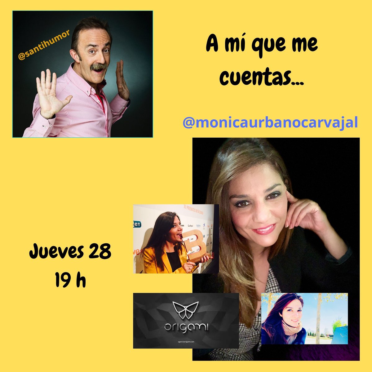 Mañana, en Instagram,  <a href="/MonicaUrbanoC/">𝐌ó𝐧𝐢𝐜𝐚 𝐔𝐫𝐛𝐚𝐧𝐨</a> nos hablará, entre otras cosas, de algo tan necesario como desconocido. Es una experta en  el mundo del marketing digital
Su empresa, <a href="/OrigamiMkt/">Agencia Origami</a>, es un claro ejemplo de ello. Os esperamoooos... #amiquemecuentas