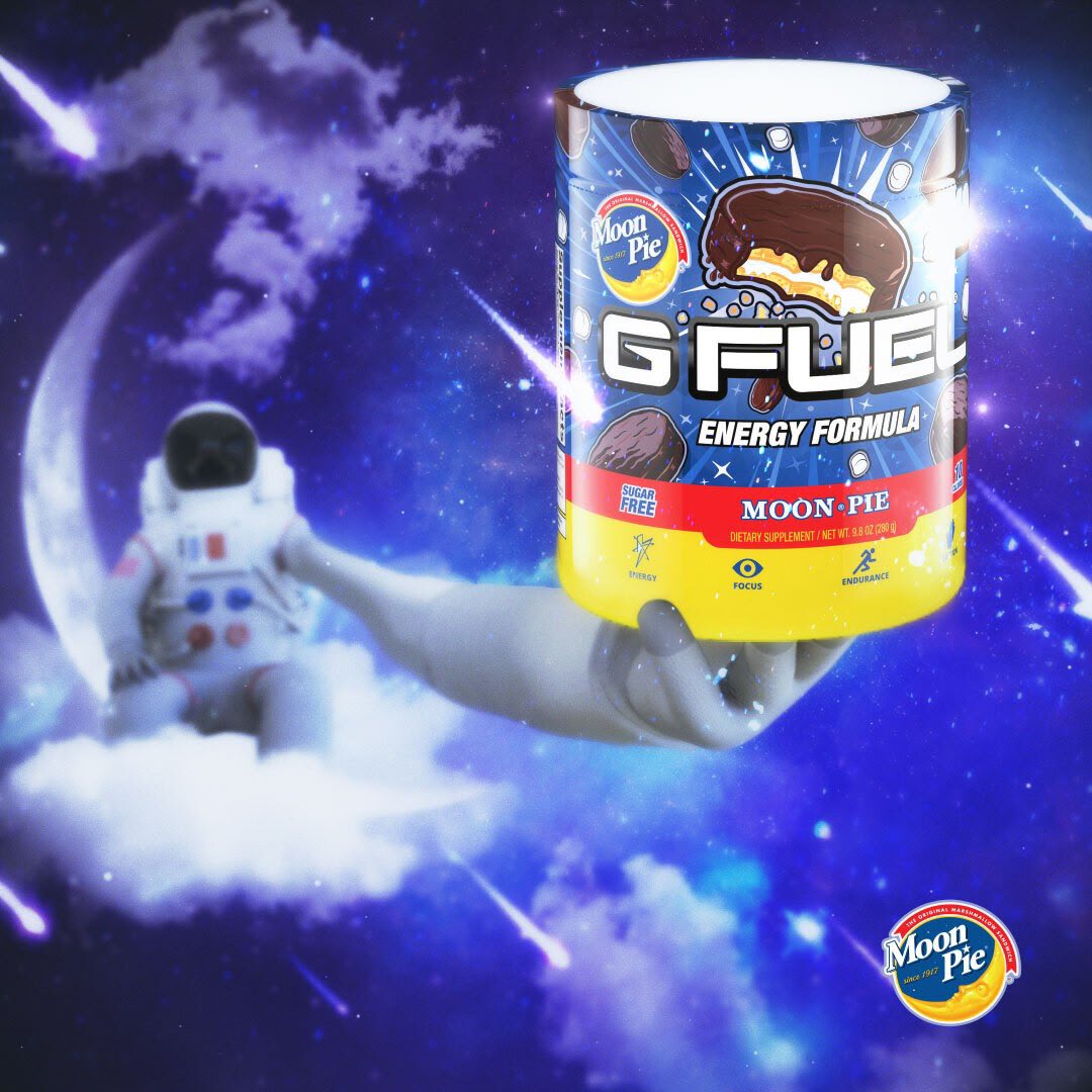 GFuelEnergy's tweet photo. RT if you’ll be snagging one of these @MoonPie x #GFUEL beauties from outer space!!! 🤩🌛🥧

🚀 SIGN UP: https://t.co/tTIfzHgV68 https://t.co/hNLPWbeUPv