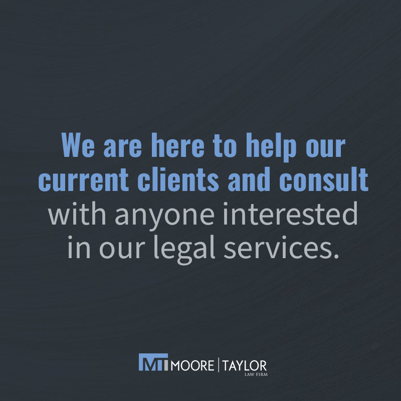 MooreTaylorLF's tweet photo. We'll continue to comply with all federal, state, and local emergency orders and guidelines to protect the health and safety of our team, our clients, and our community. https://t.co/nmMfO0PeYp