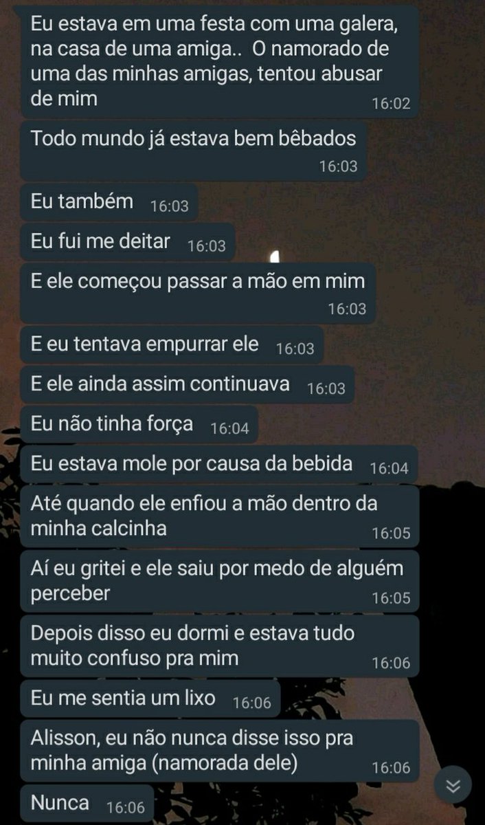 alisson_leonard's tweet photo. Uma pessoa que eu amo muito , se sentiu confortável em contar uma situação horrível que ela passou, acredito que isso infelizmente é comum pra inúmeras mulheres em todo o mundo , desejo aqui muita força a todas vocês, mulheres guerreiras!!  #exposedMarilia https://t.co/zeIvbyDZvD